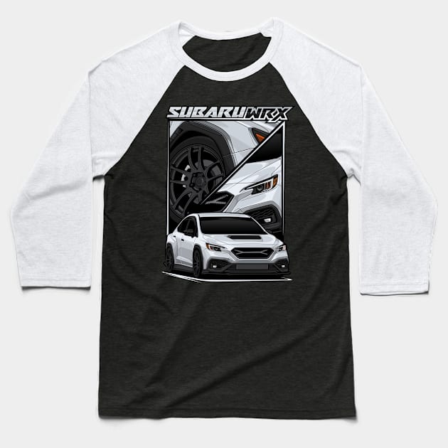 VB WRX in Ice Silver (stock fenders) Baseball T-Shirt by RetroWRX Inc.